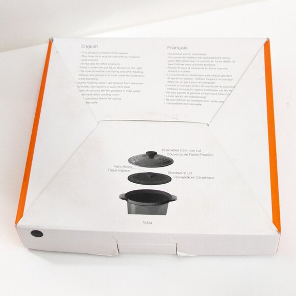 LE CREUSET 6.5 Inch 16.5cm Cocotte Inner Lid - Black Stoneware - Prevents Spills - Picture 3 of 6
